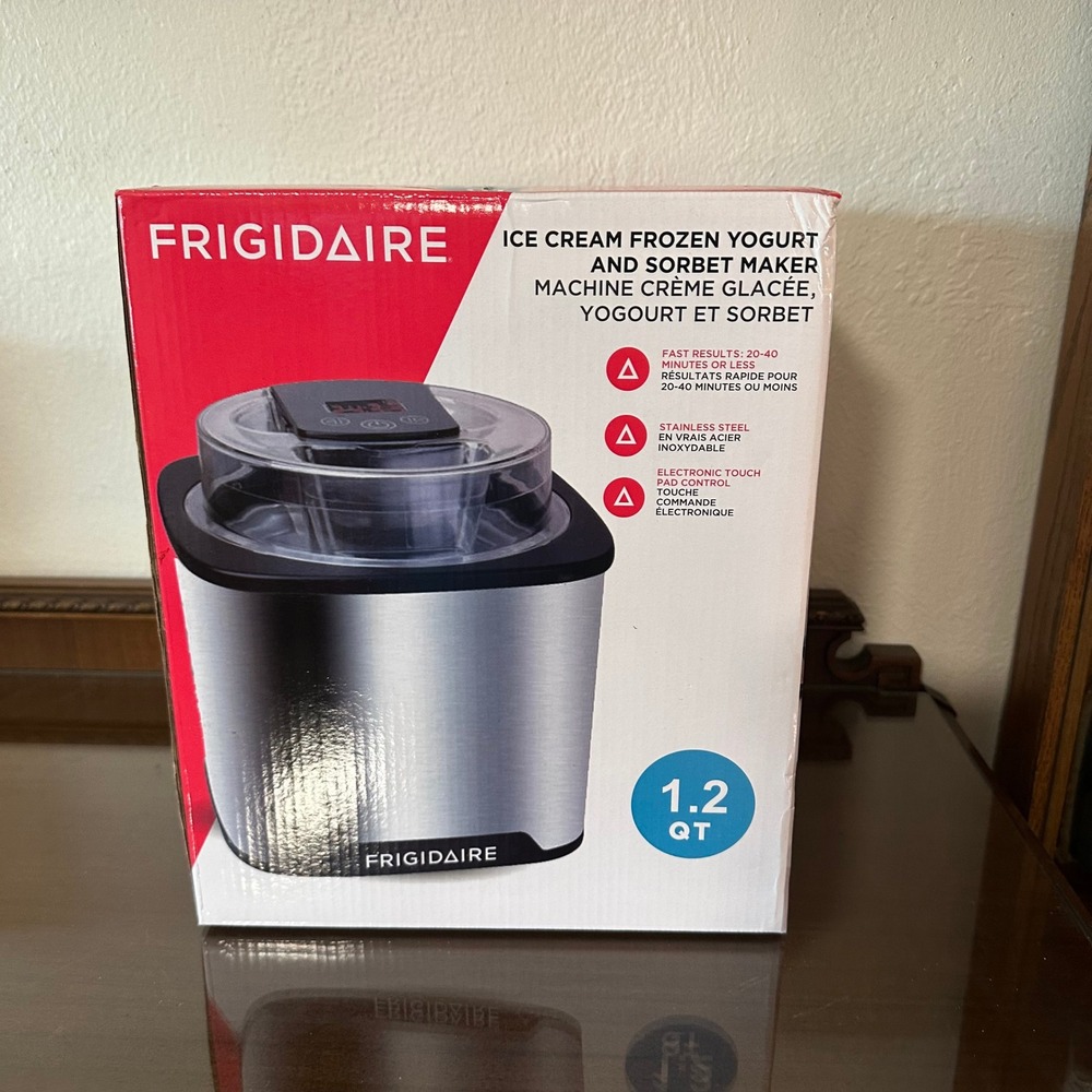 Frigidaire 1.2 QT Ice Cream Frozen Yogurt and Sorbet Maker Stainless Steel New